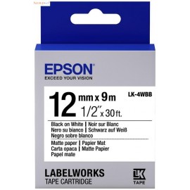 Epson LK-4WBB | C53S654023 картридж ленточный [C53S654023] черный на белом 12 мм 9 м (оригинал) 