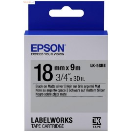 Epson LK-5SBE | C53S655013 картридж ленточный [C53S655013] черный на серебристом 18 мм 9 м (оригинал) 