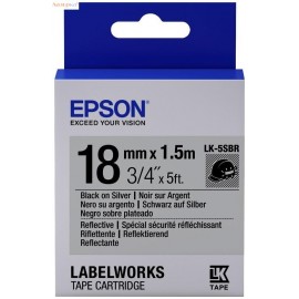 Картридж ленточный Epson LK-5SBR | C53S655016 черный на серебристом 18 мм 1,5 м