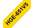 Картридж ленточный Brother HGE-651V5 черный на желтом 24 мм 8 м (5 шт)