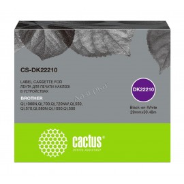 Картридж ленточный Cactus CS-DK22210 черный на белом 29 мм 30,48 м