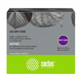 Картридж ленточный Cactus CS-DK11202 черный на белом 62 x 100 мм (300 шт)