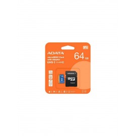 Флеш карта microSD 64GB A-DATA Premier microSDXC Class 10 UHS-I A1 V10 100/25 MB/s (SD адаптер)