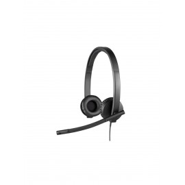 Logitech Гарнитура H570e Stereo, для компьютера, накладные, регулятор громкости, выкл. микрофона, USB, 1.9 м, чёрный.
