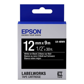 Картридж ленточный Epson LK-4BWV | C53S654009 белый на черном 12 мм 9 м