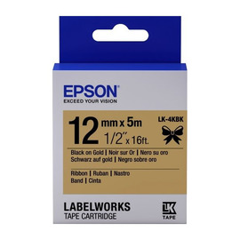 Epson LK-4KBK | C53S654001 картридж ленточный [C53S654001] черный на золотом 12 мм 5 м (оригинал) 