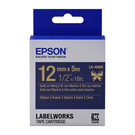 Картридж ленточный Epson LK-4HKK | C53S654002 золотой на синем 12 мм 5 м