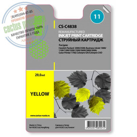 Cactus PR CS-C4838 картридж струйный [HP 11 | C4838A] желтый 29 мл 