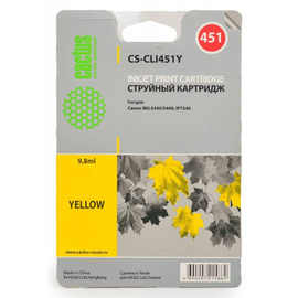 Картридж Cactus CS-CLI451Y [Canon CLI-451Y | 6526B001] 9,8 мл, желтый