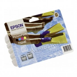 Epson T5846 | C13T58464010 картридж струйный [C13T58464010] набор цветной + фотобумага 150 фото (оригинал) 