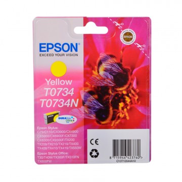 Картридж Epson T0734 | C13T10544A10 оригинальный струйный картридж Epson [C13T10544A10] 250 стр, желтый